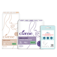 Load image into Gallery viewer, Organic Cotton Regular Pads & Regular Liner & Acne Patch 28 Count