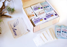 Load image into Gallery viewer, First Period Kit, 3 Packs of Pads + 2 Packs of Panty Liners + Acne Patch and Eco Pouch