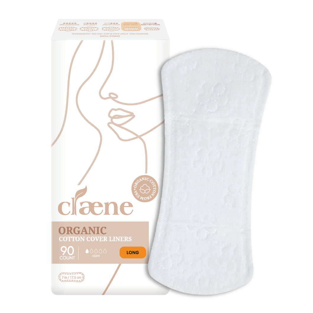 Organic Cotton Panty Liners - Long 7 Inch / 90 Count